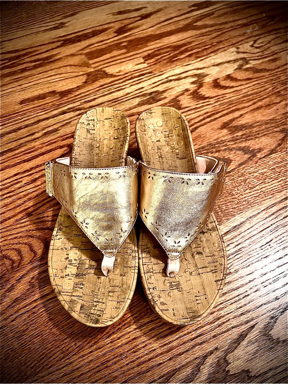 Metallic Gold Thong Sandals for Women - Slip-On Comfort